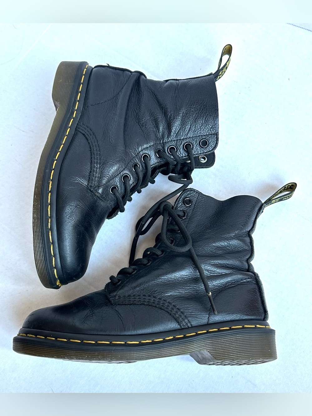 Dr. Martens 1460 Pascal Black Leather Lace-Up Combat Boots Grunge Sz UK 3 US 5 L